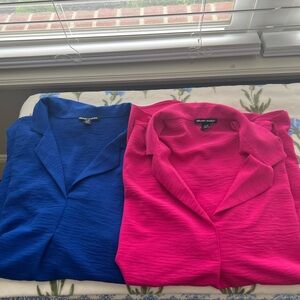 Blue and Pink Short Sleeve Blouses Hilary Radley Size Large